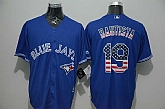 Toronto Blue Jays #19 Jose Bautista Blue USA Flag Fashion Stitched MLB Jersey,baseball caps,new era cap wholesale,wholesale hats